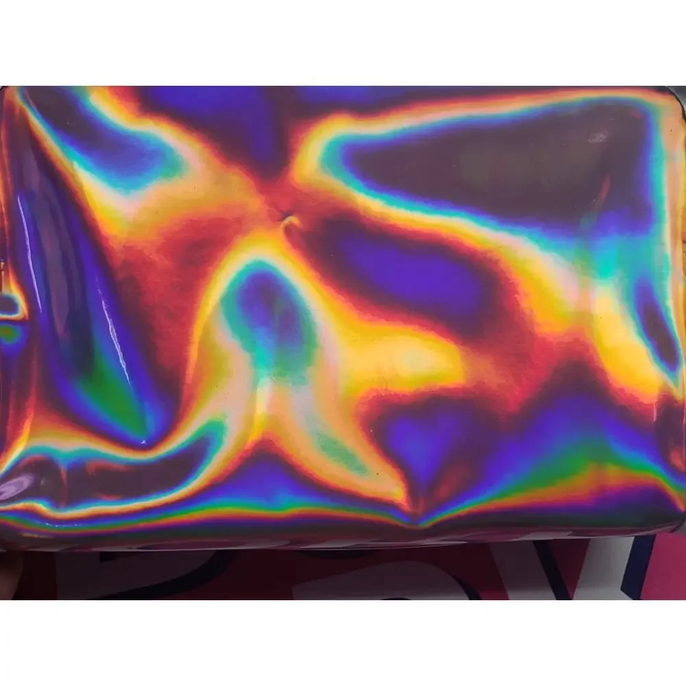 BBW Pink Iridescent Prismatic Zipper Cosmetic Overnight Travel Compact Bag